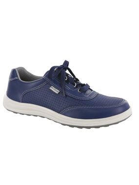 SAS Sporty Lux Lace Up Leather Comfort Orthotic Sneaker Blue PERF Size 11.5N